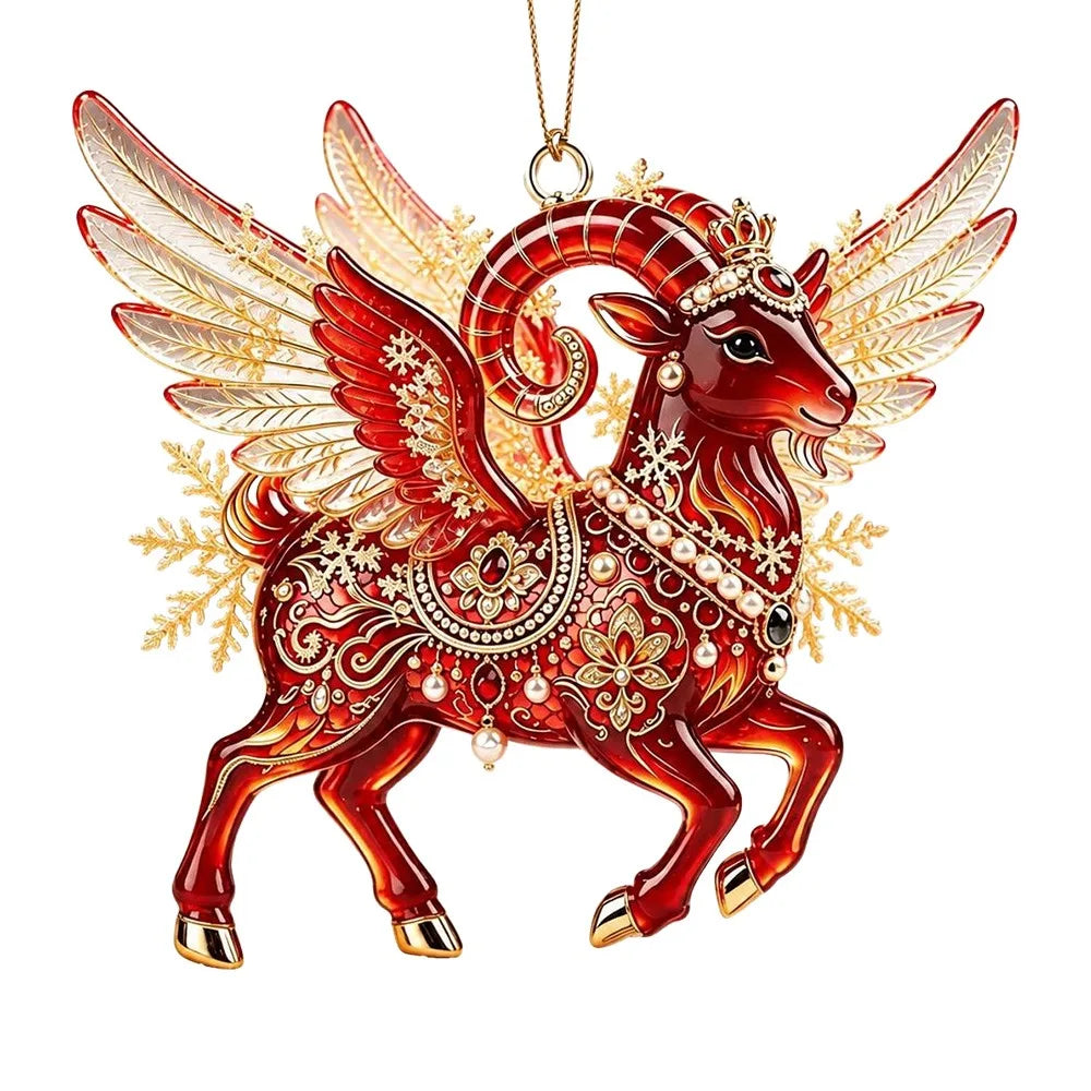 Acrylic Zodiac Ram Christmas Ornament – Red & Gold Angel Wings Christmas Ornament Richie's 8