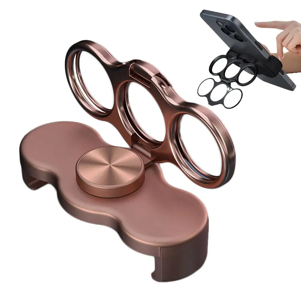 Triple Ring Foldable Metal Phone Stand & Magnetic Car Mount Phone Ring Stand Richie's Rose gold