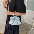 Bow Tie Mini PU Leather Crossbody Bag – Wooden Handle Tote Crossbody Shoulder Bag Richie's