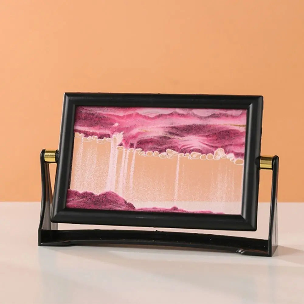 Rotatable Sand Art Picture – Flowing Quicksand Glass Decor Sand Art Decoration Richie's pink 7inch