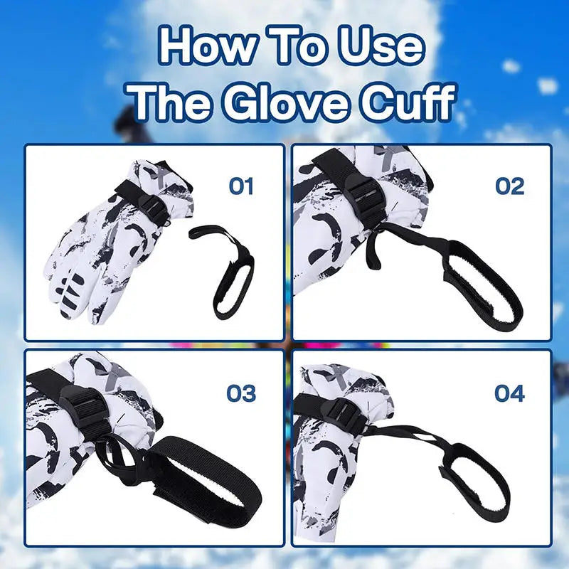 Elastic Wrist Straps for Ski & Snowboard Gloves | Unisex Ski Glove Strap Richie's