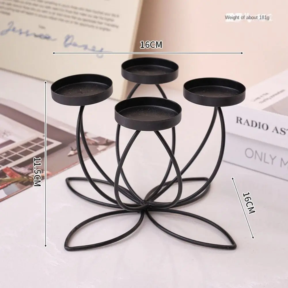 Modern Iron Candlestick Holder – Retro Gold & Black Table Decor Candlestick Holder Richie's Black-4 Head