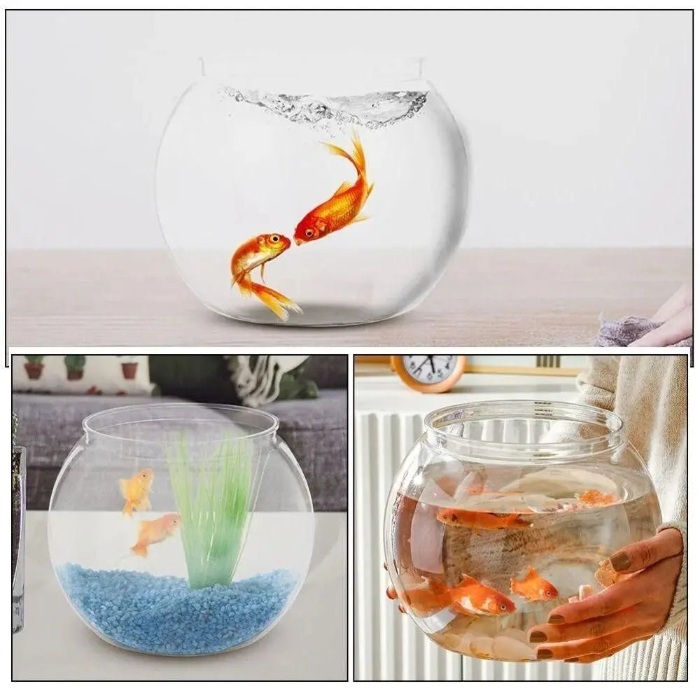 Round Clear Plastic Fish Bowl – Lightweight Small Aquarium Plastic Fish Bowl Richie's