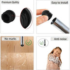 12 Pcs Round Furniture Tube Plugs Non-Slip Black Floor Leg Caps Furniture Leg Caps Richie's