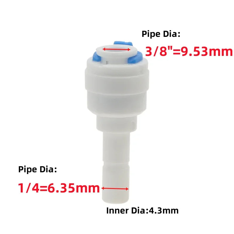5pcs RO Water Quick Coupling 3/8" OD to 1/4" Stem Pipe Fittings Pipe Fittings Richie's PU 3I8-1I4 Plug Pipe Connector