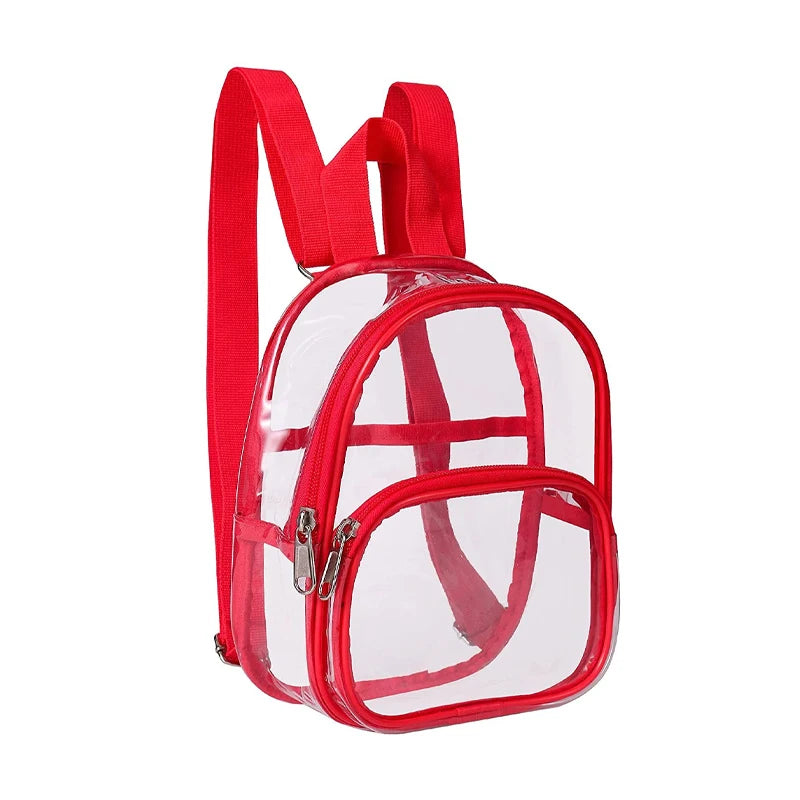 Clear PVC Transparent Backpack – Waterproof Stadium-Approved Bag Transparent Backpack Richie's red 19x7x22.8cm