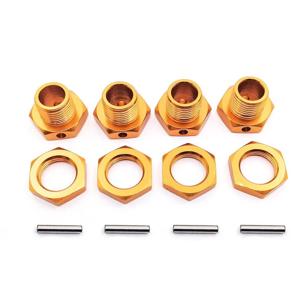 Kande 4pcs M17 17mm Aluminum Hex Hub Adapter Nut Dust Cover RC Car Wheel Adapter Richie's golden 4PCS