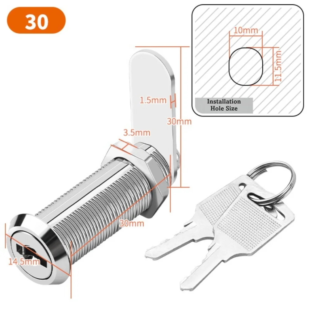 Zinc Alloy Drawer Lock with 2 Keys | 16–30mm Cabinet Lock Furniture Cabinet Lock Richie's 30mm