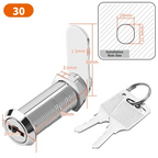 Zinc Alloy Drawer Lock with 2 Keys – 16 to 30mm Cabinet Lock Cabinet Drawer Lock Richie's 30mm