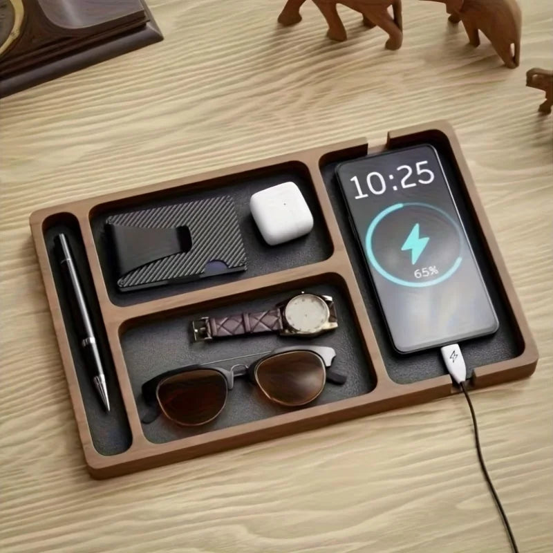 Wooden Desktop Organizer with Partitions – Phone, Glasses & More Desktop Storage Organizer Richie's Default Title