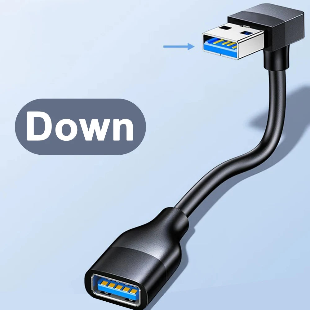 USB 3.0 Male to Female Extension Cable 90 Degree Bend 30cm USB Extension Cable Richie's Down