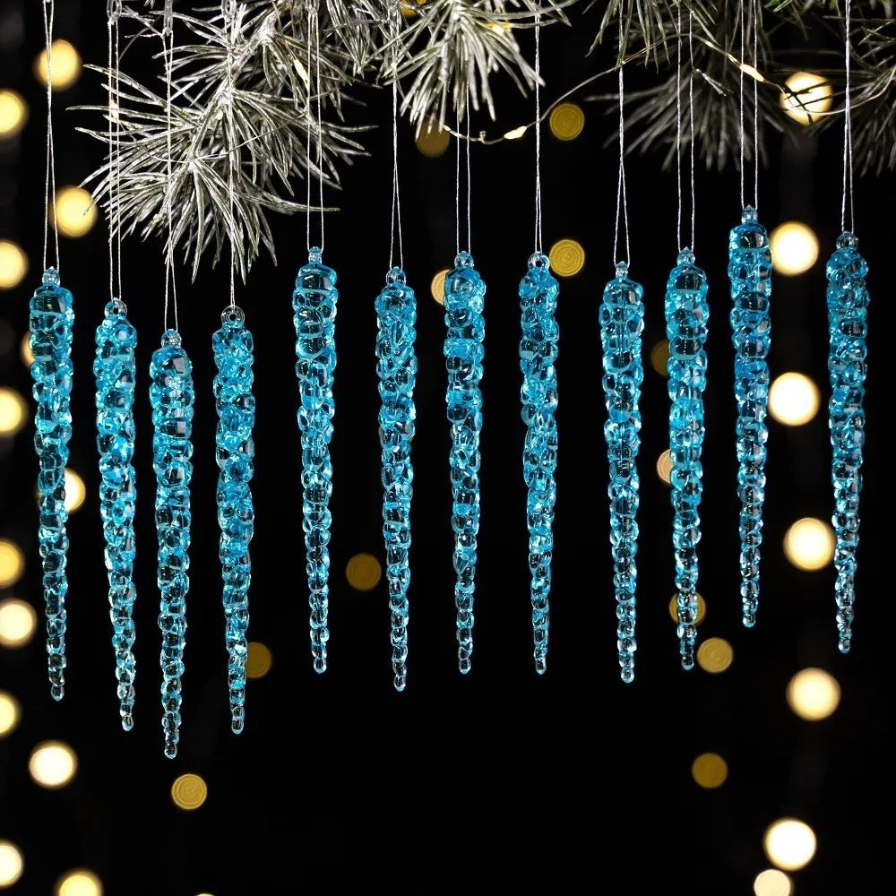 12pcs Clear Acrylic Icicle Christmas Tree Ornaments Set Christmas Ornaments Richie's Blue