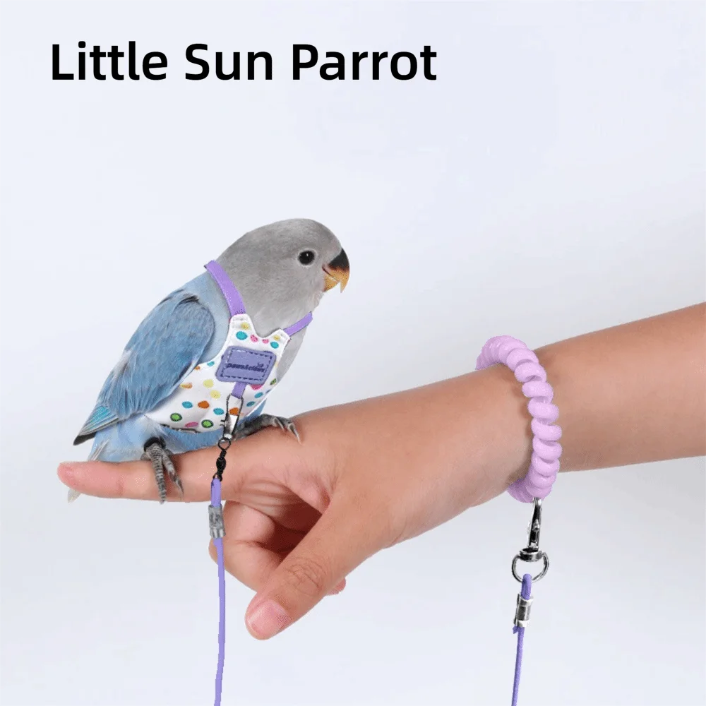 Adjustable Breathable Parrot Flight Harness & Walking Leash Bird Flight Harness Richie's Purple-Style3