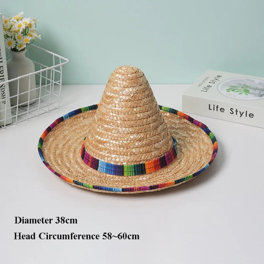 Unisex Mexican Straw Hat – Wide Brim Sun Protection Beach Hat Straw Sun Hat Richie's 7