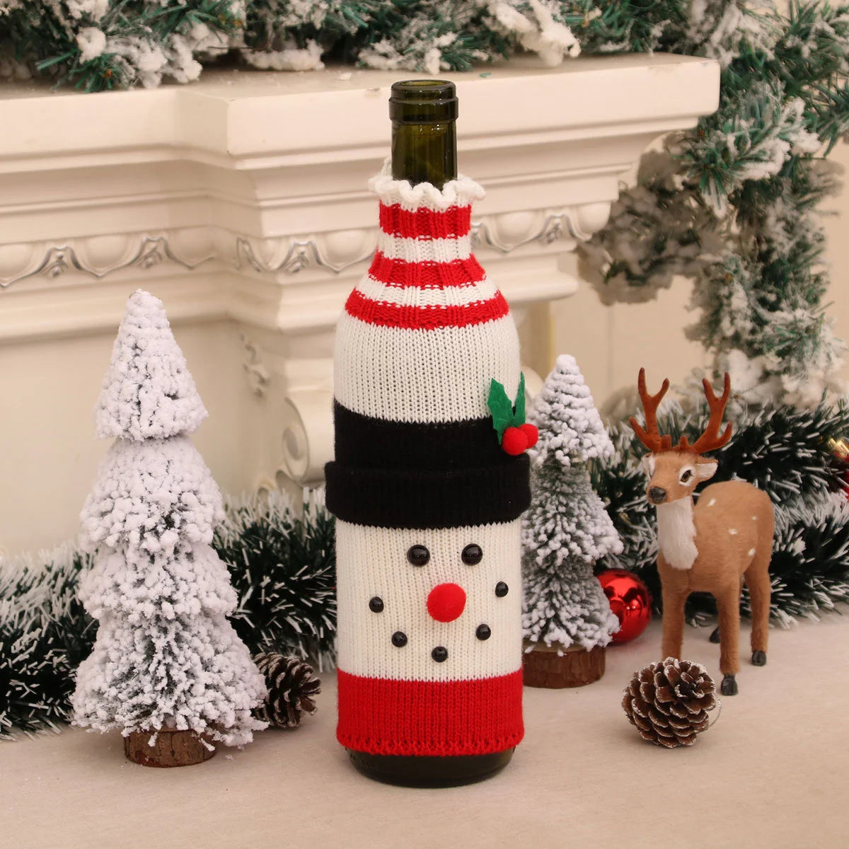 Santa Claus Knit Wine Bottle Sleeves | Christmas Gift Wrap Wine Bottle Sleeve Richie's