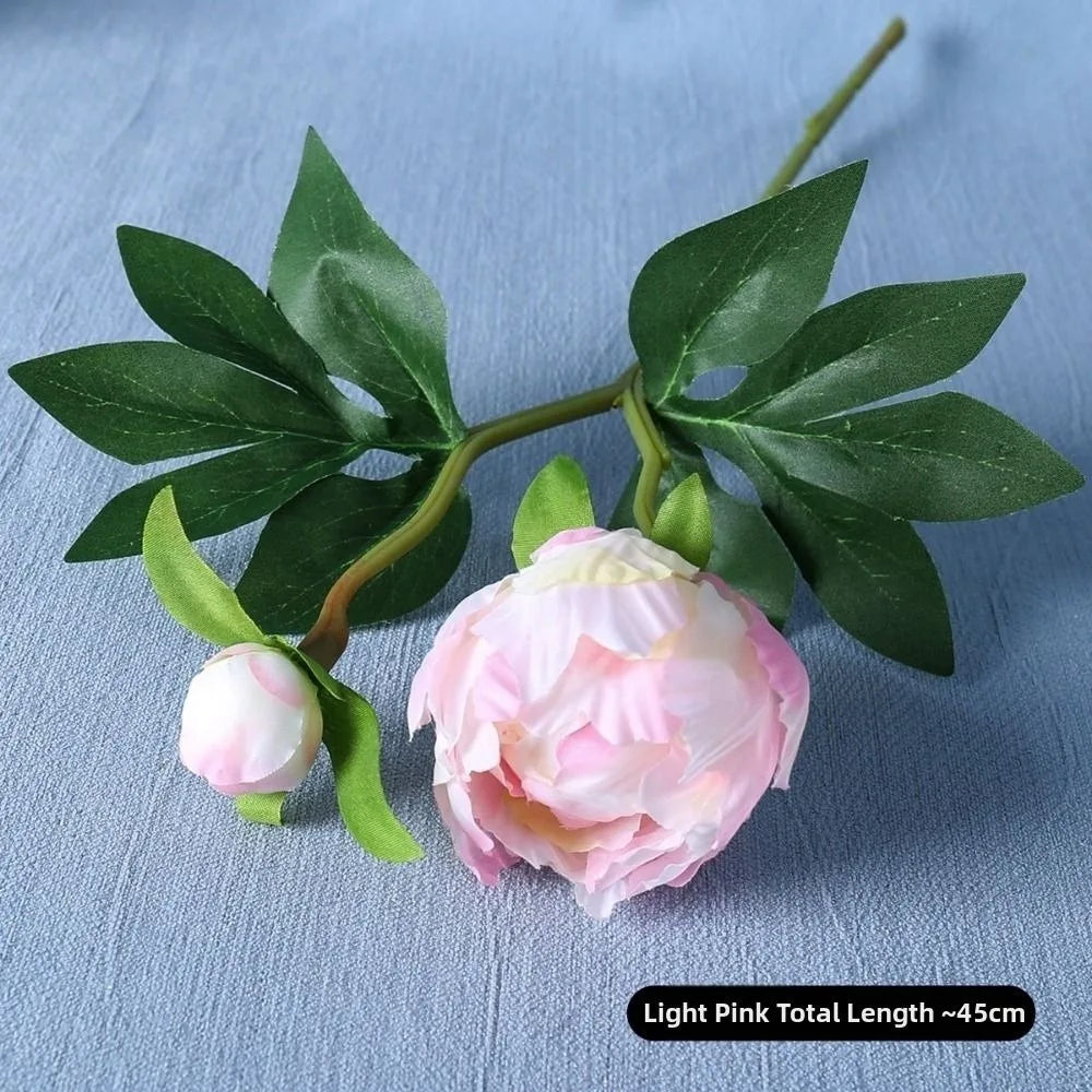 Silk Peony Bouquet 2-Head European Style – 6 Colors, 45cm Artificial Flower Bouquet Richie's Pink