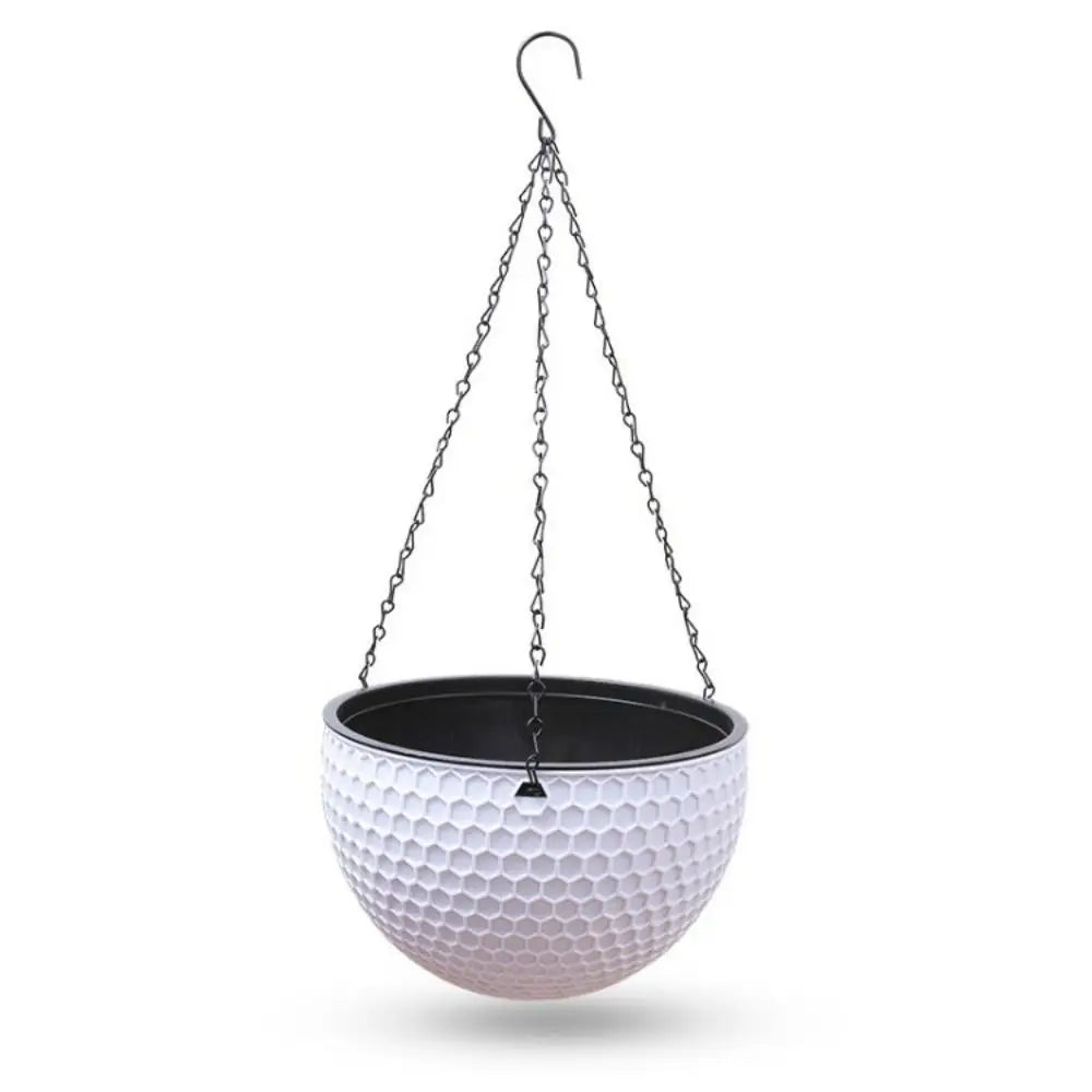 Hanging Flower Basket Self-Watering Honeycomb Woven Planter Hanging Planter Richie's white