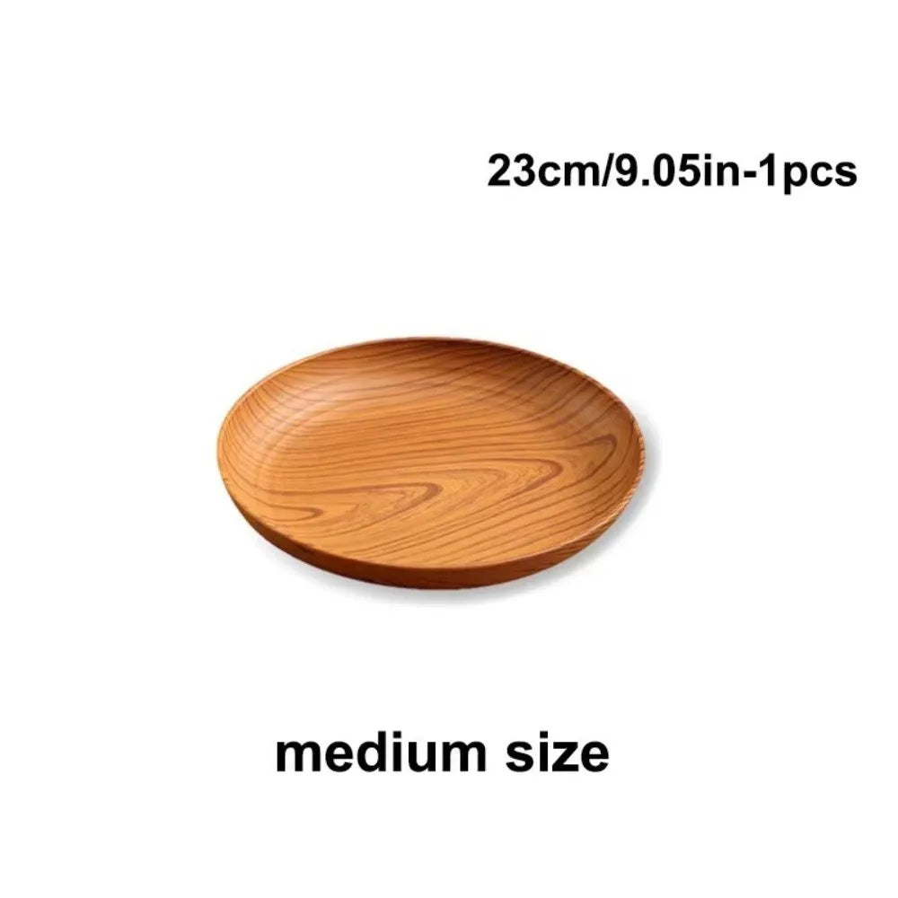 Wood-Grain Round Serving Tray – Tea, Bread & Dinner Plate Serving Tray Richie's 23cm