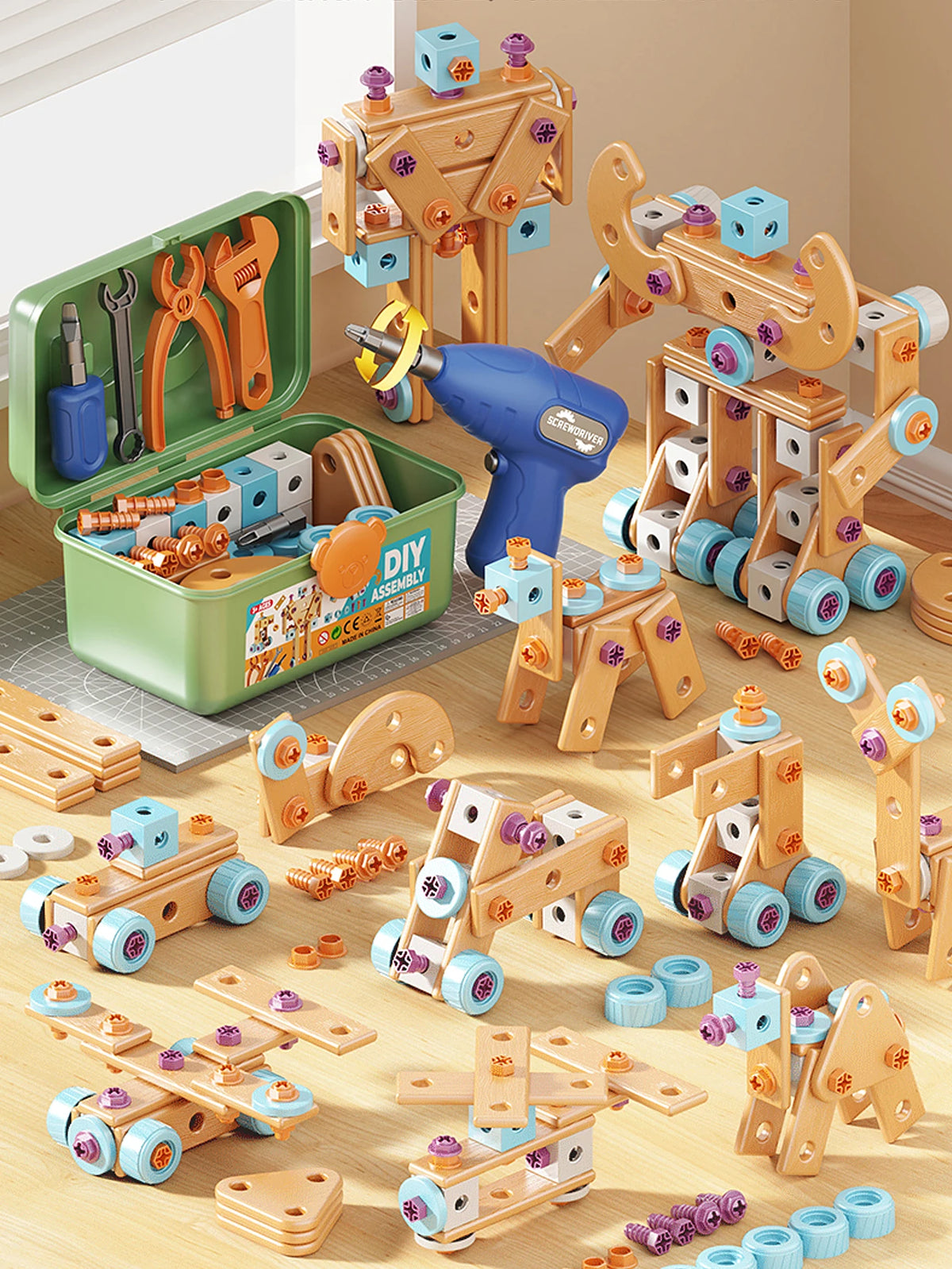 126-Piece DIY Engineering Playset for Kids – Build & Transform Kids Building Playset Richie's