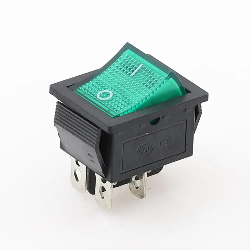 KCD4 Latching Rocker Switch 4/6 Pin with Light 16A 250V Rocker Switch Richie's green 4PIN