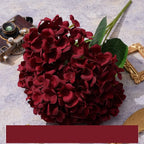 5-Head Artificial Hydrangea Silk Fake Flowers for Wedding & Decor Artificial Flowers Richie's Red