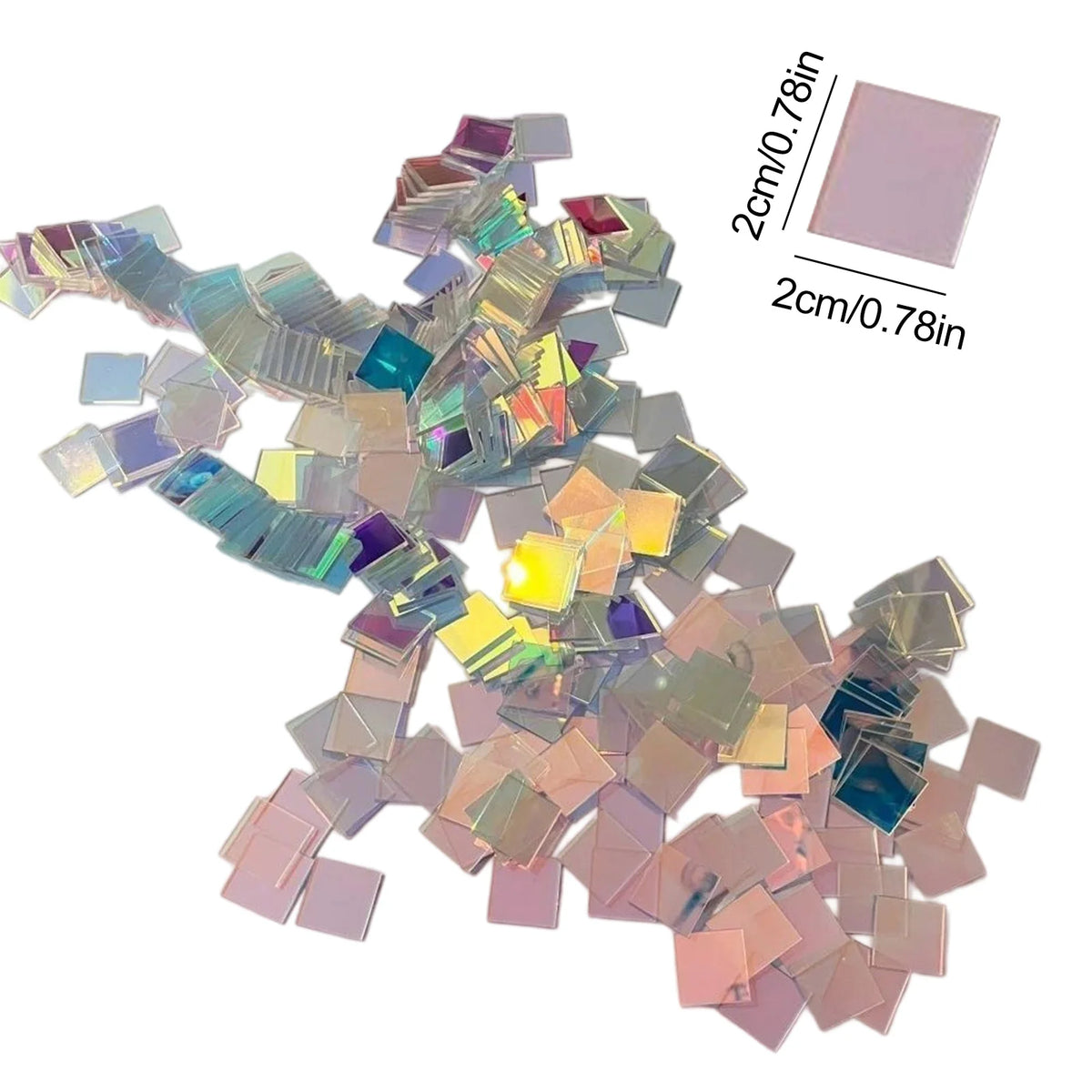 Rainbow Holographic Acrylic Mosaic Tiles – 50/100 Mini Squares Craft Mosaic Tiles Richie's 50PCS 3x3cm