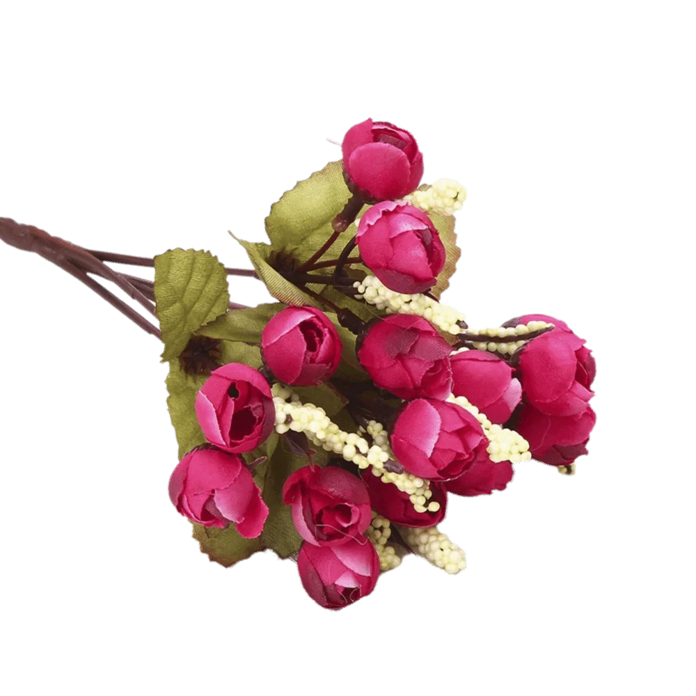 Silk Mini Rose Artificial Flower Stems 17.72in – Pearl Decorated Artificial Flower Stems Richie's Red