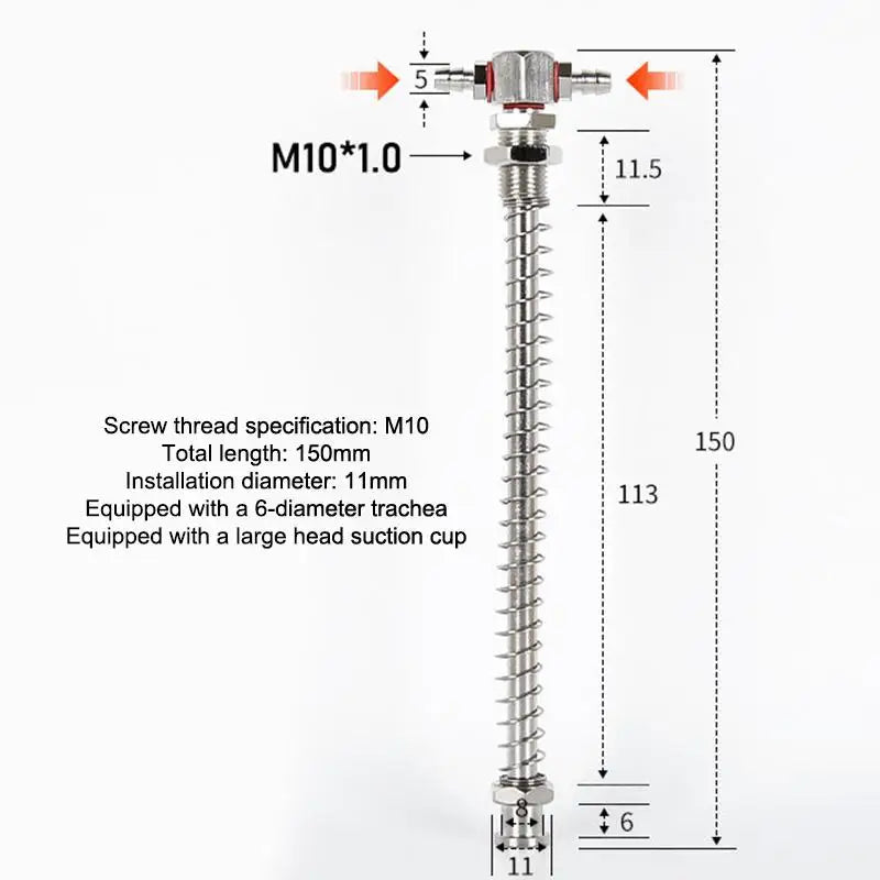 Robotic Arm Suction Cup M12/M10 T-Shape Spring Buffer Sucker Rod Industrial Suction Cup Richie's M10 150cm