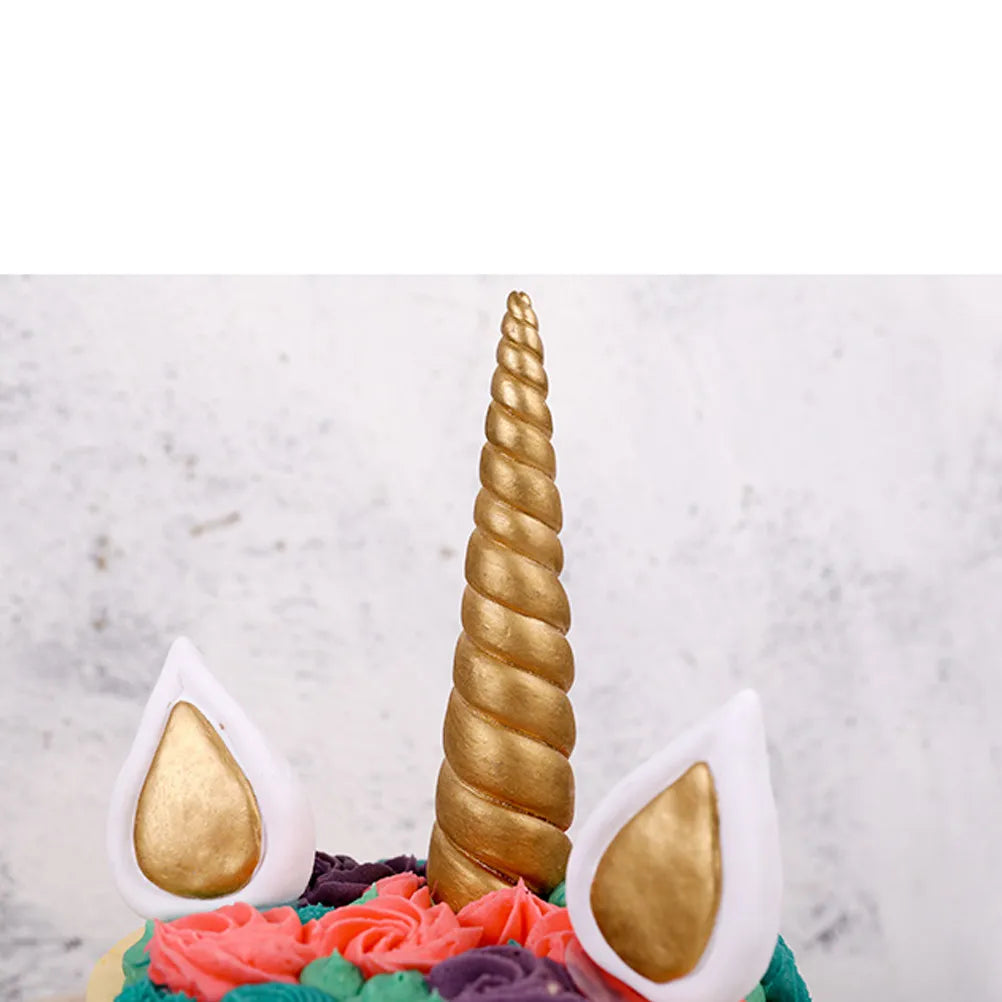 Gold Unicorn Cake Topper Set – 3-Piece Horn & Ears Decoration Cake Topper Set Richie's