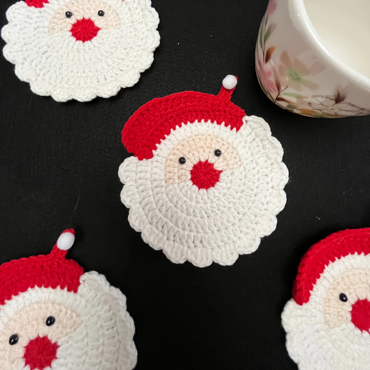 Handmade Crochet Santa Claus Coaster – Christmas Table Decor Christmas Crochet Coaster Richie's