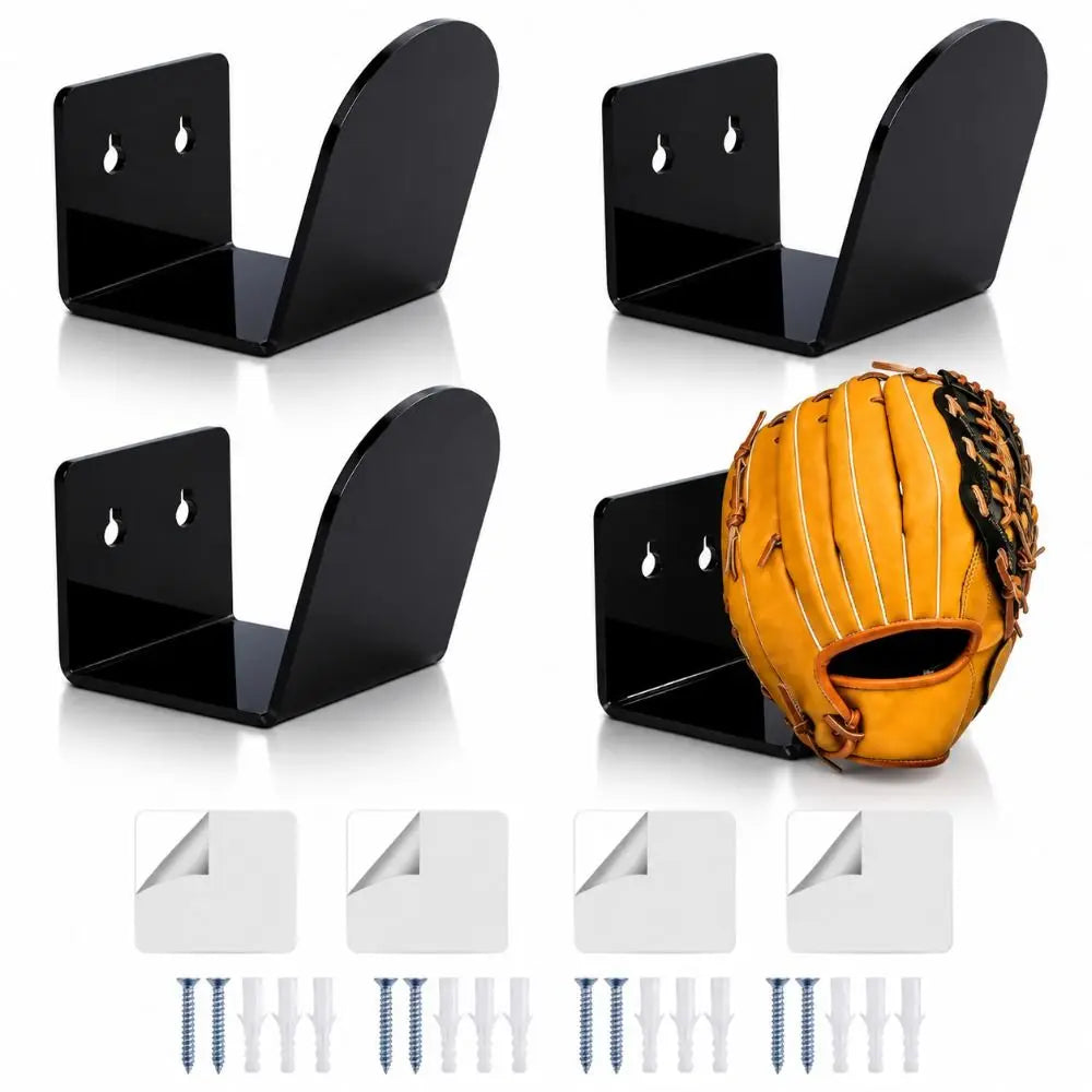4-Pack Baseball Glove Wall Mount Holders – Acrylic Display Rack Glove Wall Mount Rack Richie's