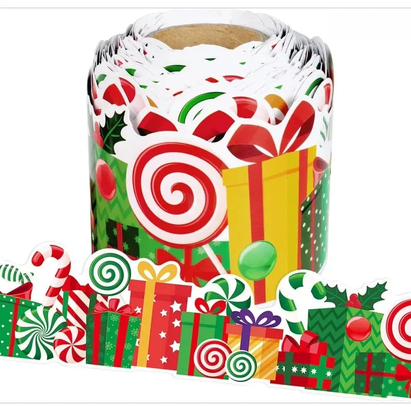 Christmas Lace Trim Sticker | Lollipop Gift Box Edge Wrap Decor Decorative Craft Sticker Richie's MULTI 1 Pc