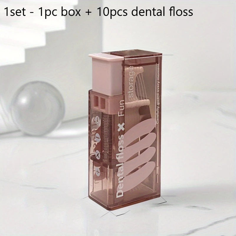 Pop-Up Dental Floss Dispenser Box with 10 Floss Sticks Dental Floss Dispenser Richie's 1set - Pink