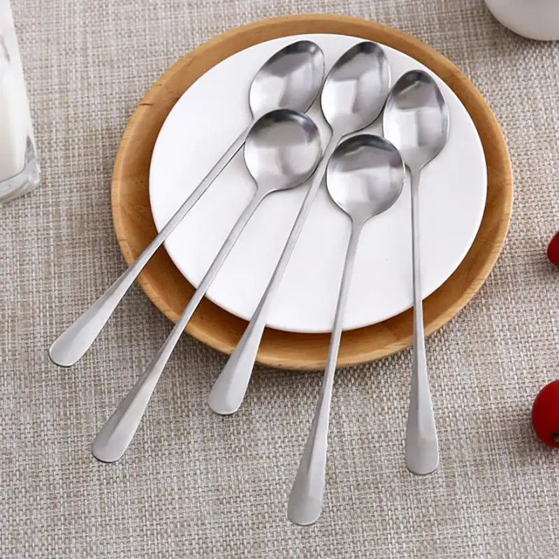 Stainless Steel Long Handle Spoon – Coffee, Ice Cream & Fruit Kitchen Flatware Richie's