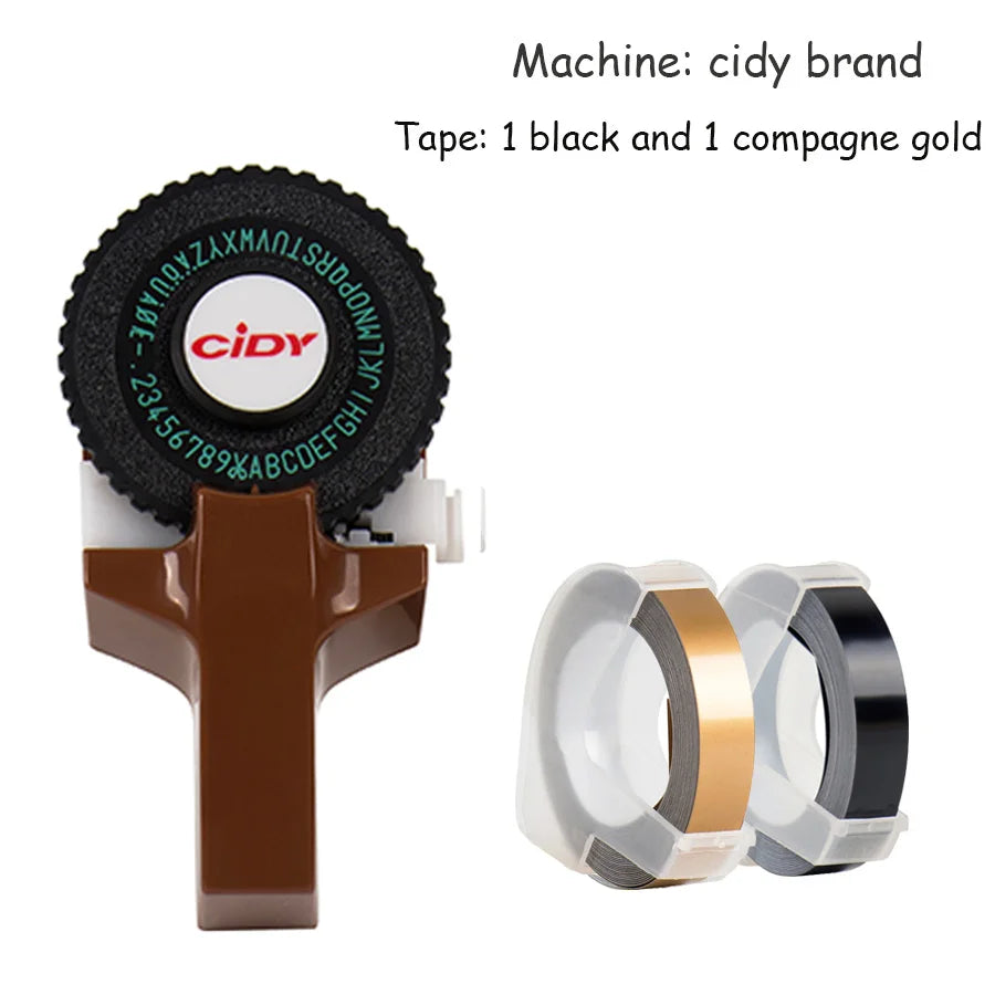 CIDY Mini Handheld Label Maker 3D Embossing Typewriter Machine Handheld Label Maker Richie's brown