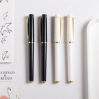 White Gold Rimmed Gel Pen 0.5mm Black Ink – Office Style Gel Pen Richie's