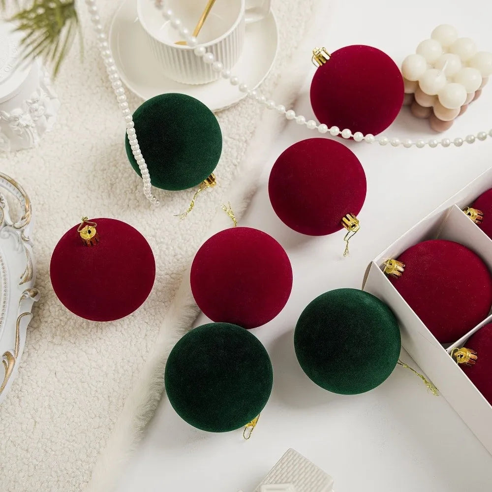 12pcs Flocked Christmas Ball Ornaments Vintage 6cm Set Christmas Ball Ornaments Richie's