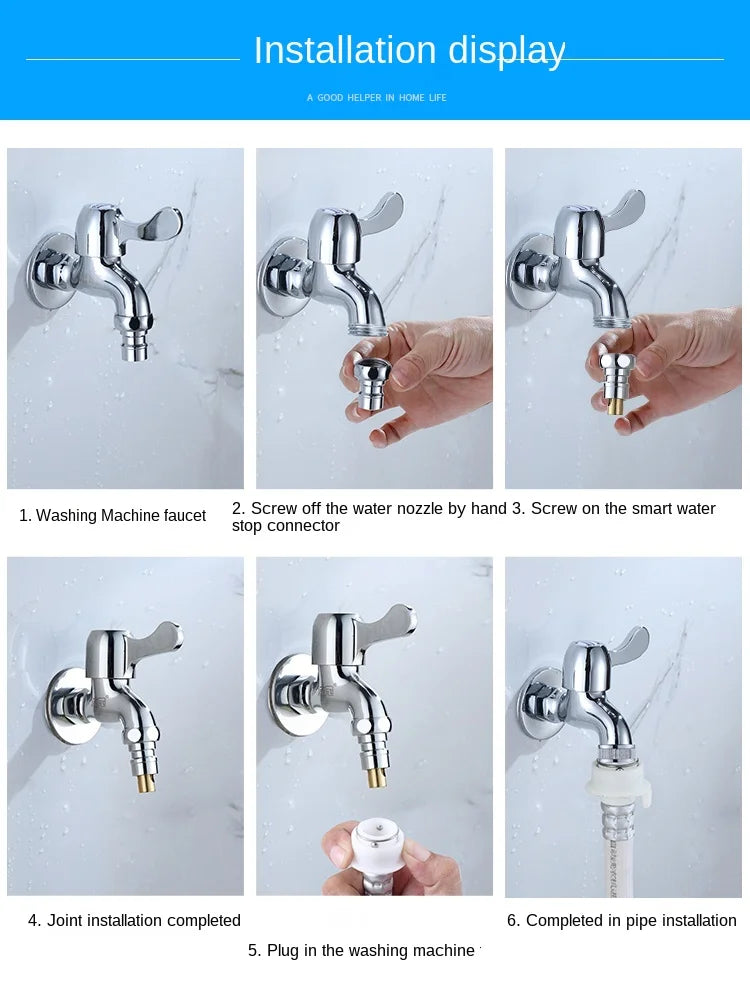 Brass Automatic Stopcock Washing Machine Faucet Wall Mounted Brass Stopcock Valve Richie's