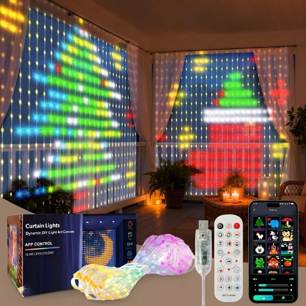 Smart RGB LED Curtain Light App Control DIY Pattern USB-C LED Curtain Light Richie's