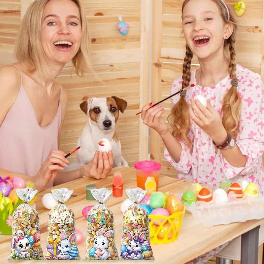 50PCS Easter Gift Bags – Multicolor Rabbit Candy & Cookie Pouches Easter Party Bags Richie's